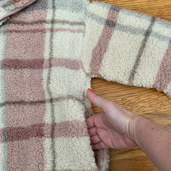 Thread & Supply Plaid Quarter Zip Teddy Pullover, Size XS - Picture 5 of 11